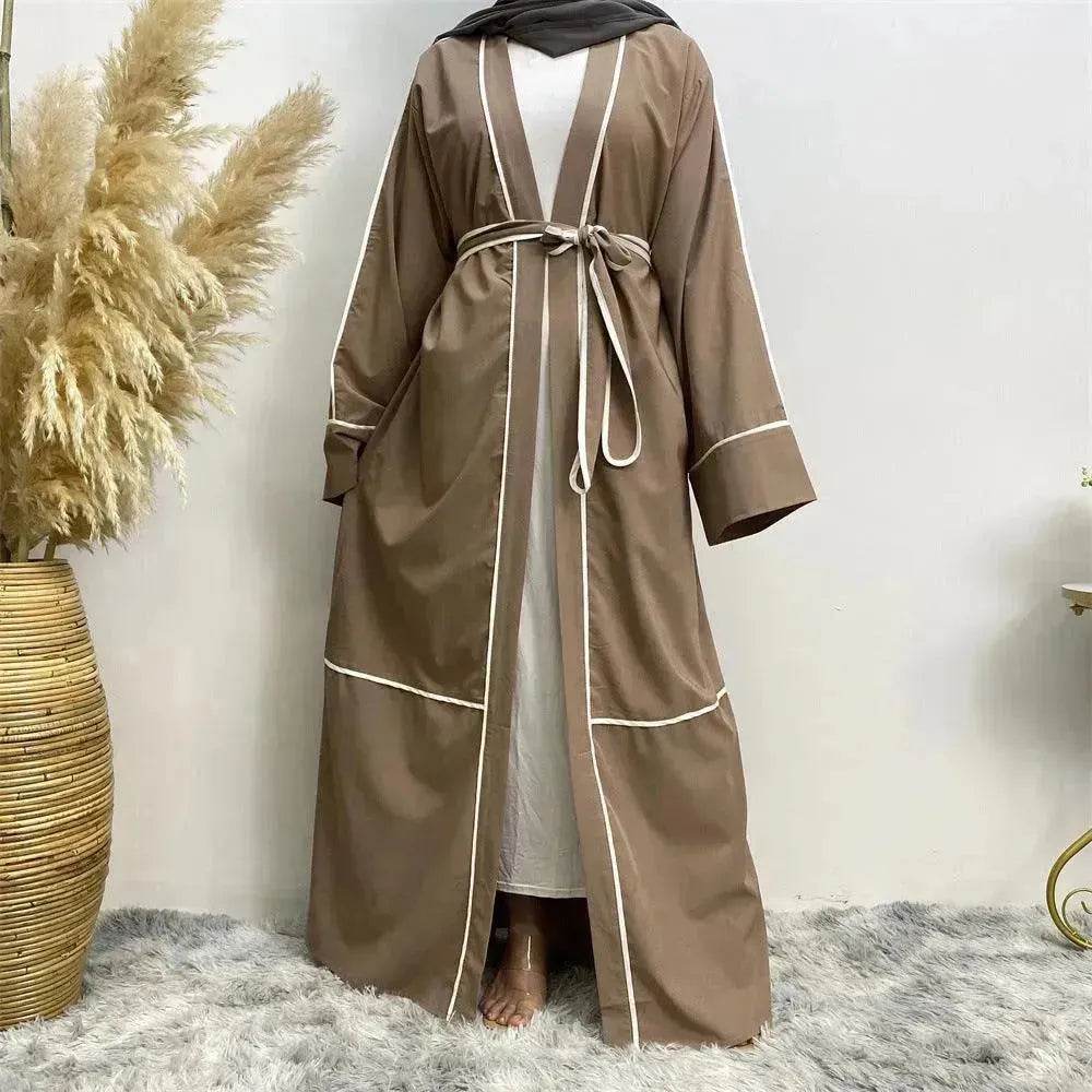 Contrast Striped Cardigan Arab  Robe