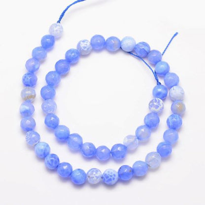 Fire Crackle Agate Cornflower Blue Faceted Gemstone Bead
