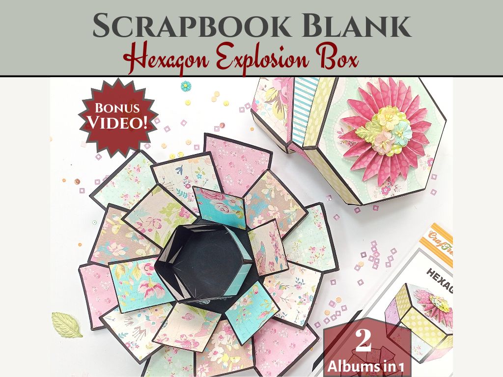 CrafTreat Scrapbook Blanks - Hexagon Explosion Box - Black & Kraft Color