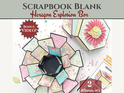 CrafTreat Scrapbook Blanks - Hexagon Explosion Box - Black & Kraft Color