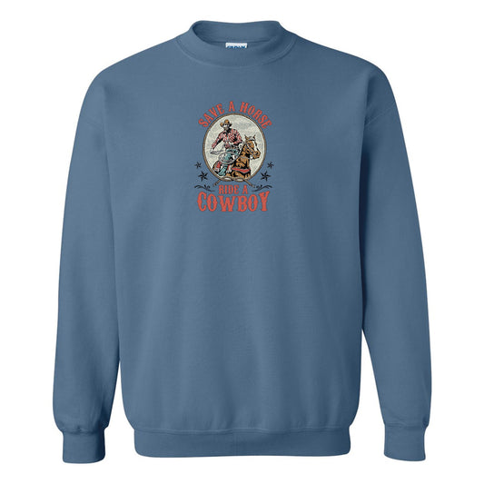 Sweat col rond imprimé "Save a horse, ride a cowboy"