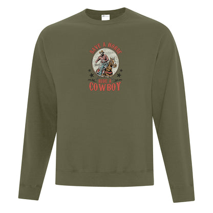 Crewneck "Save a horse, ride a cowboy" imprimé