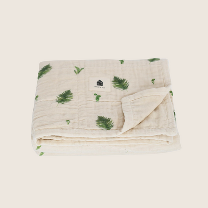 Organic Cotton Muslin Baby Blanket, 4 Layers, Crib Size (47 X 47) - Fern