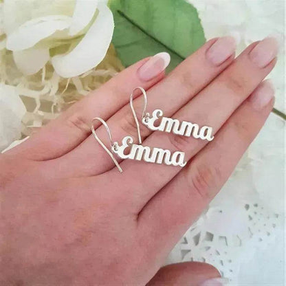 Custom Vertical Name Earrings Dangle Jewelry for Women Stainless Steel