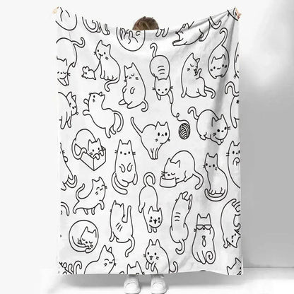 Cute Cat Digital Printing Flannel Blanket