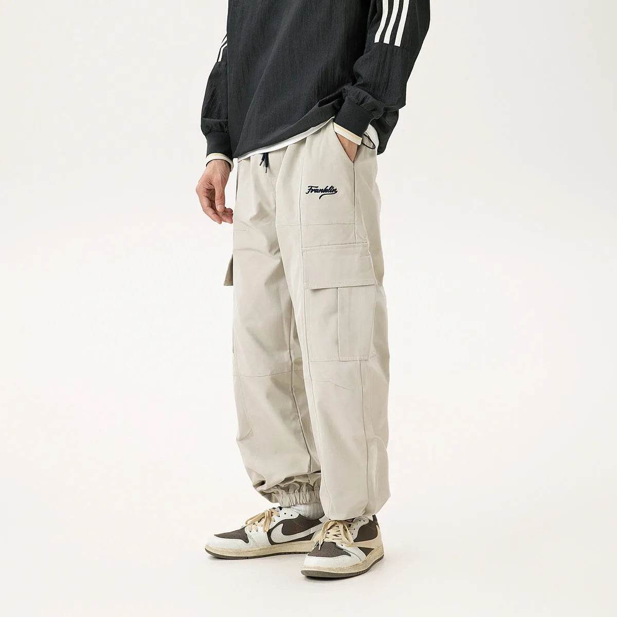 Combinaison Salopette Cargo Homme Coupe Droite Décontractée Large Printemps Automne Rétro avec Poches