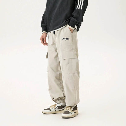 Combinaison Salopette Cargo Homme Coupe Droite Décontractée Large Printemps Automne Rétro avec Poches