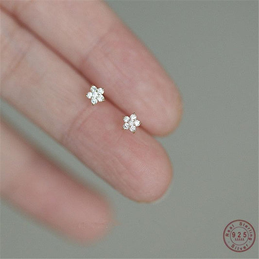 Boucles d'oreilles fleur plaqué or et argent