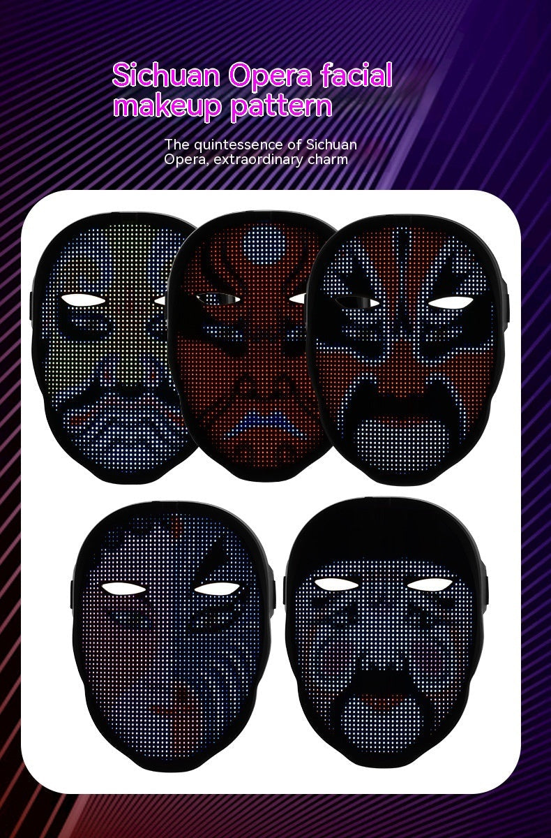 LED Luminous Face Mask – Full-Color Changing Rechargeable Halloween Party Mask
