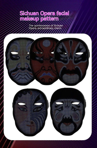 LED Luminous Face Mask – Full-Color Changing Rechargeable Halloween Party Mask