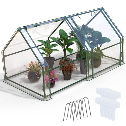 1 mini serre portable de 180x85x95 cm avec portes roulantes zippées, couvercle en PVC imperméable et résistant aux UV, pour jardin intérieur ou extérieur, patio, cour.