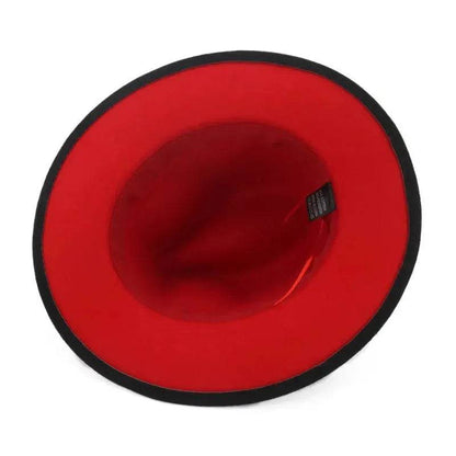 European And American Popular Woolen Top Color Matching Flat Brim Fedora Jazz Hat
