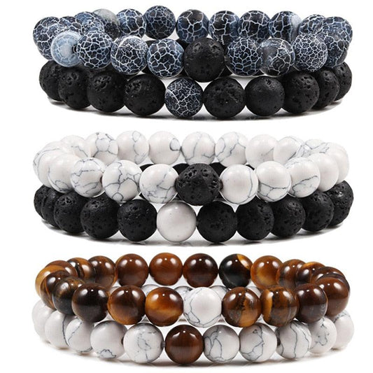 Bracelets de couple en perles œil de tigre