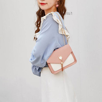 Small Messenger Bag New Sweet And Cute Cat Tassel Decoration Chain One Shoulder Small Square Bag Casual Messenger Bag