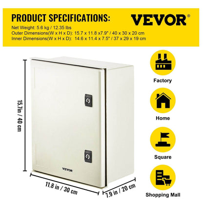 NEMA Steel Enclosure, 16 X 12 X 8 NEMA 4X Fiberglass Electrical Box, IP66 Waterproof & Dustproof, Outdoor Indoor Electrical Junction Box, With Mounting Plate