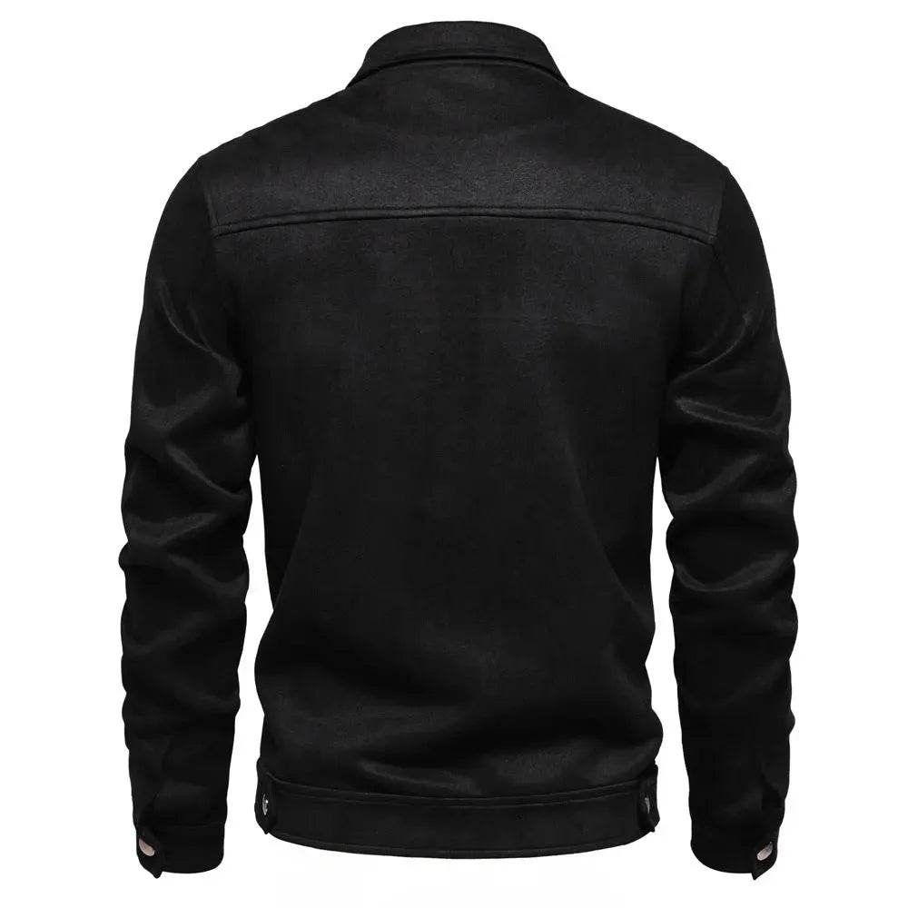 Veste à revers zippée mode, automne hiver, manteau en daim uni, vêtements d'extérieur pour hommes