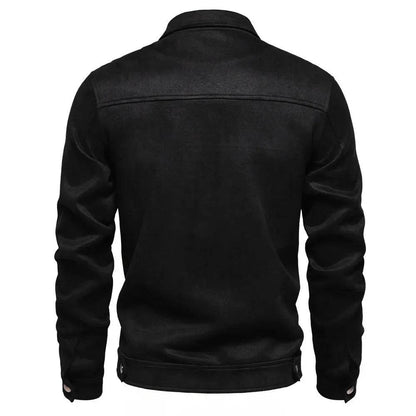 Veste à revers zippée mode, automne hiver, manteau en daim uni, vêtements d'extérieur pour hommes
