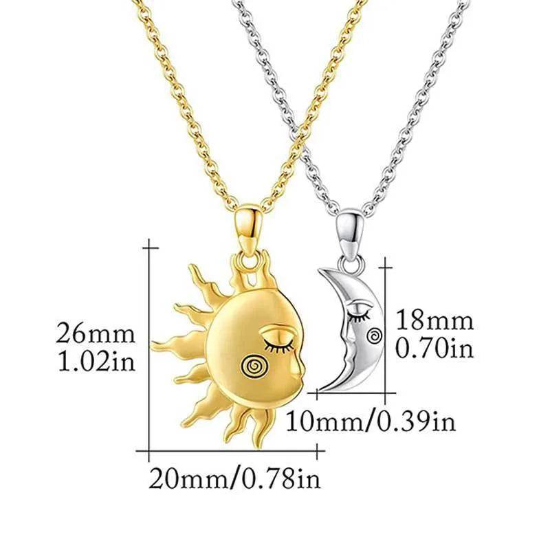 Collier magnétique soleil et étoile en or 18 carats, pendentif de couple tendance, cadeau de Saint-Valentin
