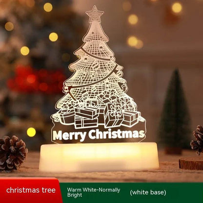 Décoration de Noël Lampe 3D Acrylique LED Veilleuses Nouvel An Saint-Valentin Cadeau de Noël pour Enfants Ornements de Noël