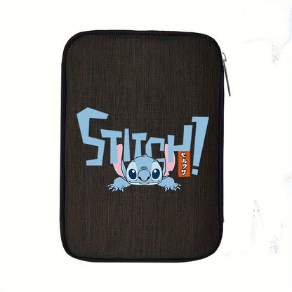 Disney Stitch And Winnie The Pooh Travel Passport Storage Bag, Essential Multi-Pocket Wire Phone Accessories Organizer For Small Charging Cord Cable, Ideal Gifts