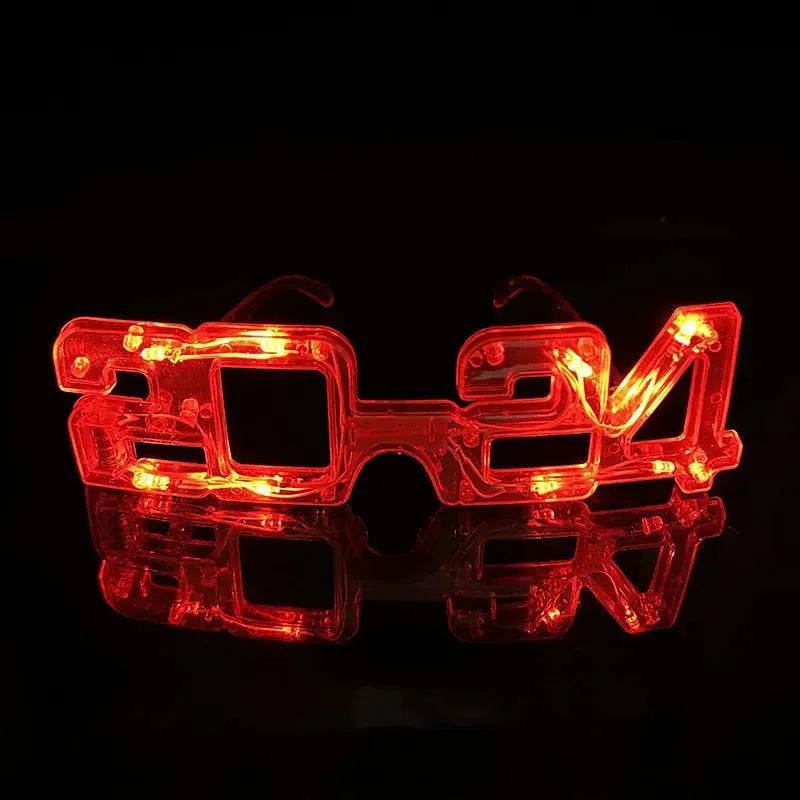 LED Glowing New Year Glasses 2024 Glitter Glasses For Party Evening Decoration