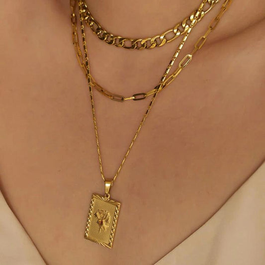 Collier Géo Floral Doré