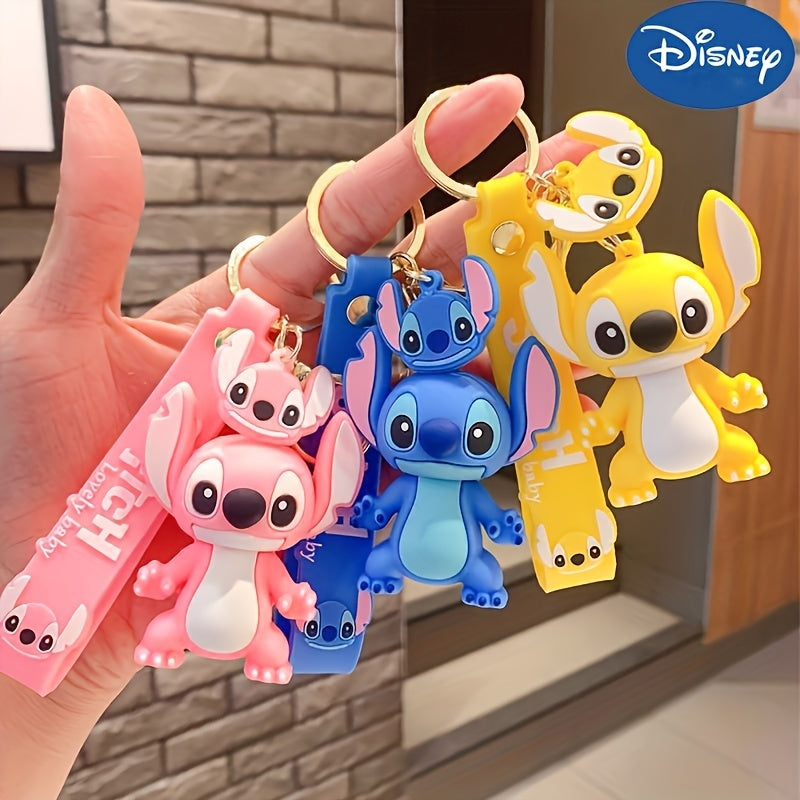 1pc Disney Lilo & Stitch Keychain, 3D Cartoon Character Charm, Ideal For Backpack, Car Keys Bag Charms, Birthday Party Favors