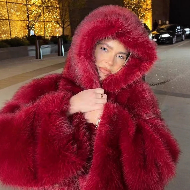 Women’s Faux Fur Coat – Thick Warm Furry Winter Jacket for Fall & Winter