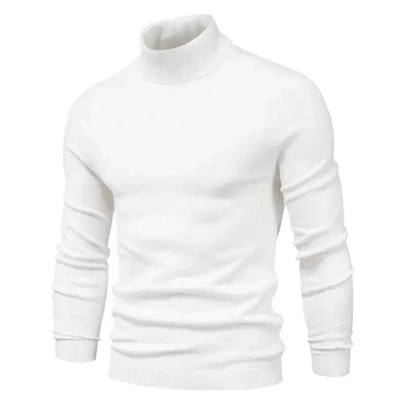 Men's Plain Slim Pullover Polo Sweatshirt Turtleneck Sweater Winter Casual Tops Men