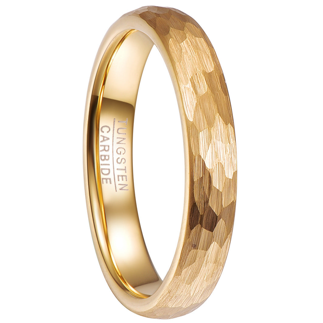 Wide Rose Gold Carved Men Ring