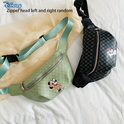 1pc Disney Mickey Cartoon Fanny PU Material Pack, Adjustable Strap Waist Bag With Fashion Zipper, Suitable For Sports & Outdoor Activities