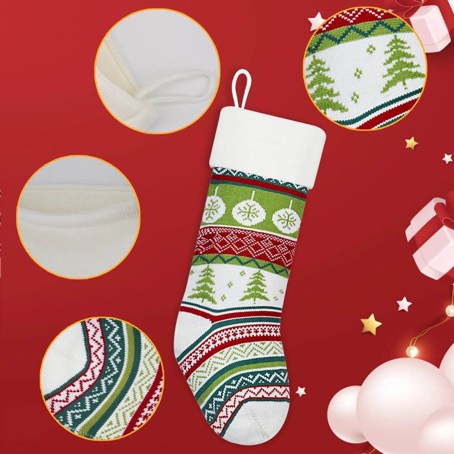 Christmas Stockings Candy Knitted Bag Wool
