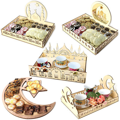 Wooden Ornament Eid Al Fitr Table Decoration coffee Tray