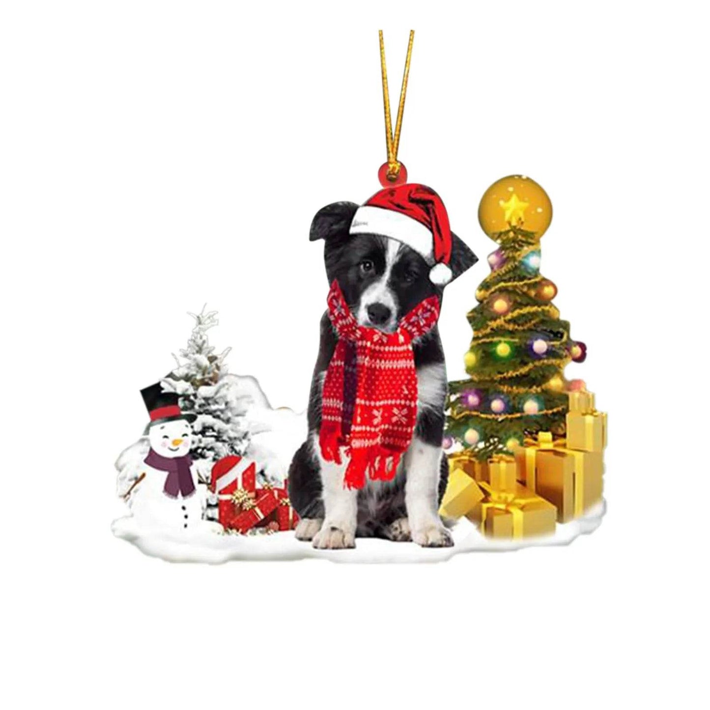 Christmas Family Puppies Decorate Trees With Lights