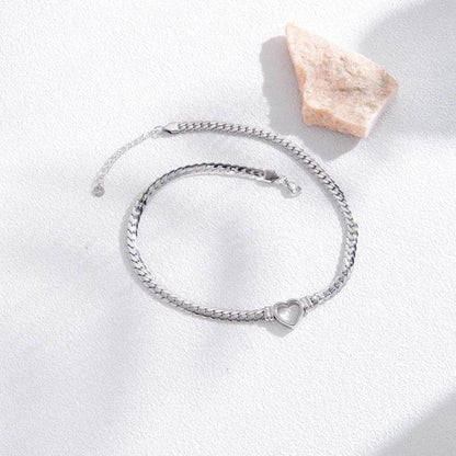 Mode Simple Creux Cœur Acier Titane Bracelet Saint-Valentin cadeau