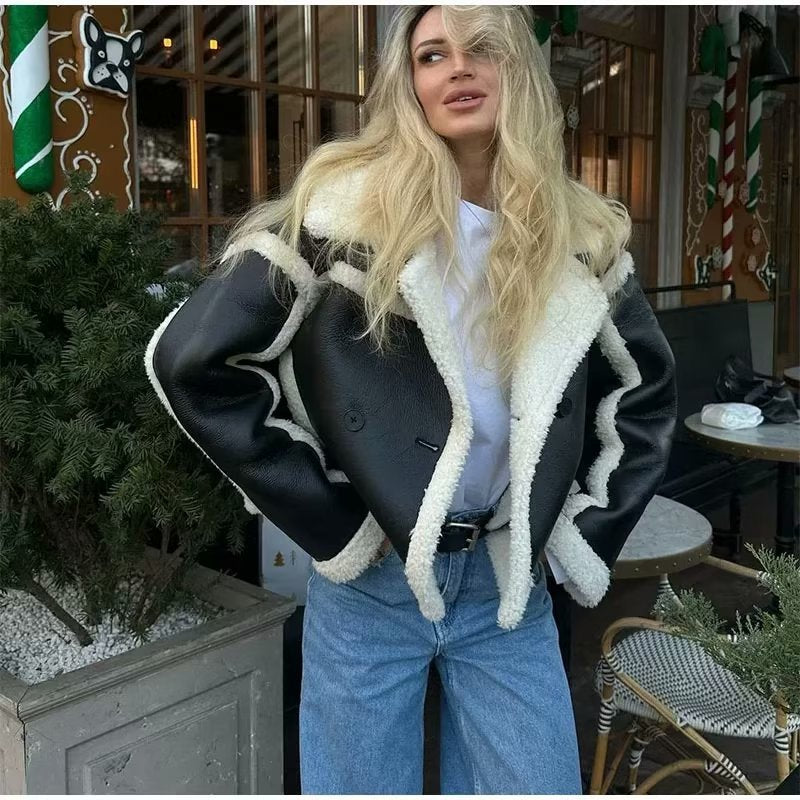 Women's Loose Lamb Wool Short Coat