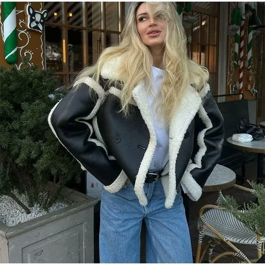 Women's Loose Lamb Wool Short Coat