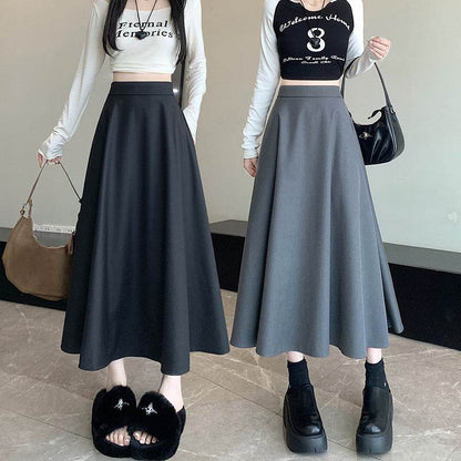 Women's Skirt Drooping Slimming High Waist A- Line Circle Midi flared Skirt