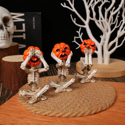 Ornements de poupée tête de citrouille en forme de crâne, accessoires de décoration d'Halloween pour la maison