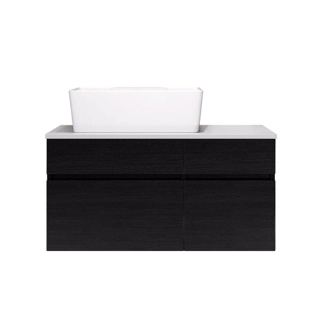 Meuble-lavabo mural simple de 31,5 pouces avec dessus en pierre reconstituée