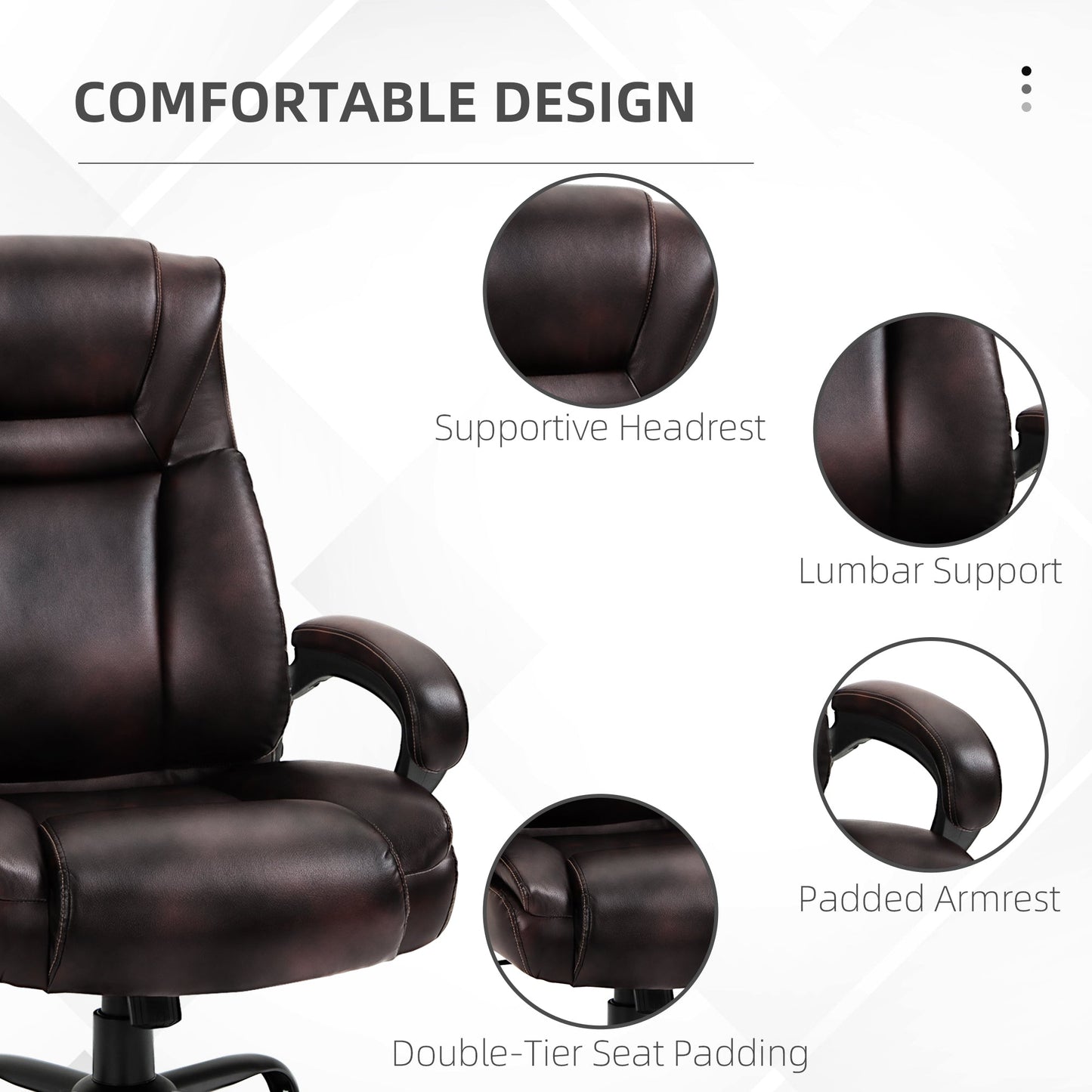 Joel Executive Office Chair with High Back, Adjustable Height and 400LBS Capacity-Brown