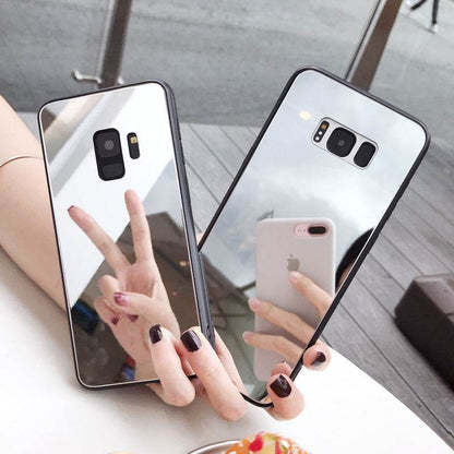 Tempered Glass Mirror Phone Case for Samsung Makeup mirror for Women