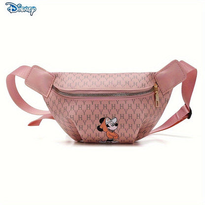 1pc Disney Mickey Cartoon Fanny PU Material Pack, Adjustable Strap Waist Bag With Fashion Zipper, Suitable For Sports & Outdoor Activities