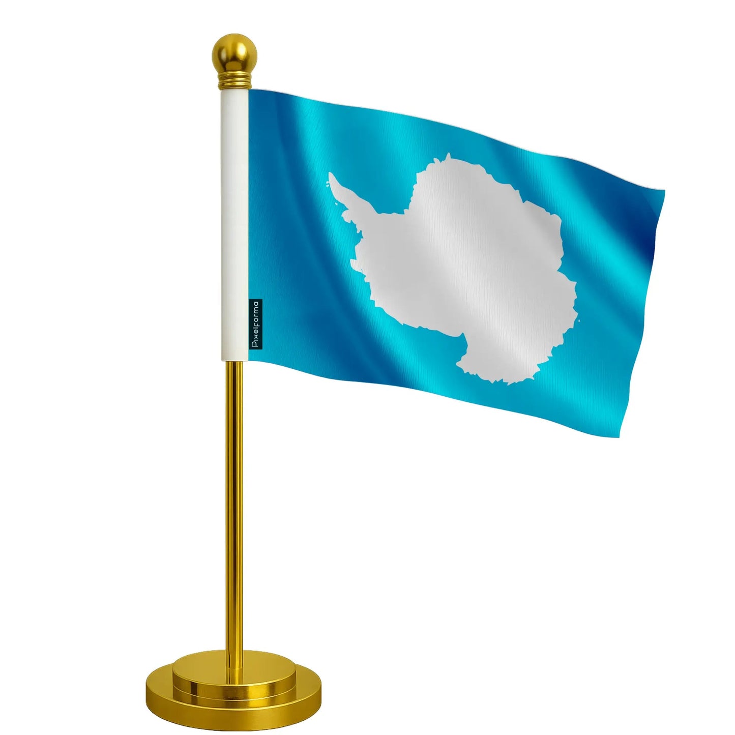 Drapeau De Bureau De L'Antarctique – Polyester – Socle Acier Inoxydable