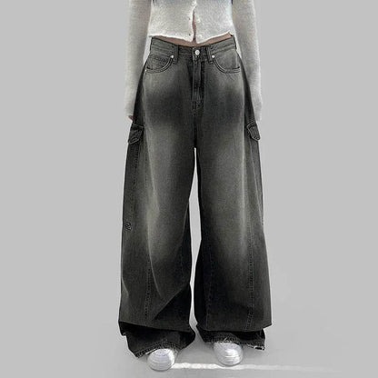 European And American Slimming High Waist Wide Legs Baggy Jeans Pant For Women