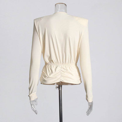Top Fashion Swing pleated draping cowl neck blouse top