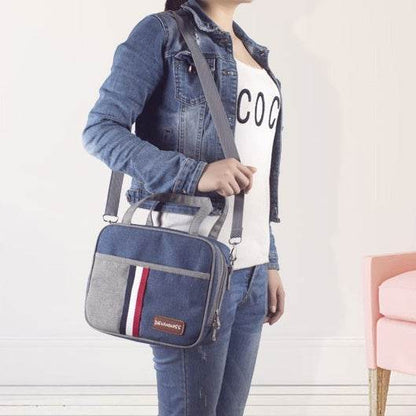 Women Fashion Thermal Insulated Denim Work Lunch Bag