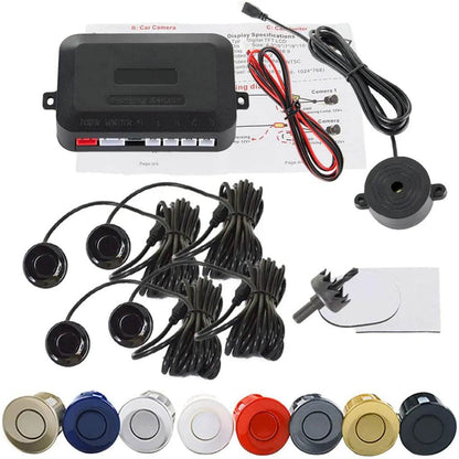 Auto Car LED Crescent Buzzer Radar Parking Sensor 4 Probes Car Camera