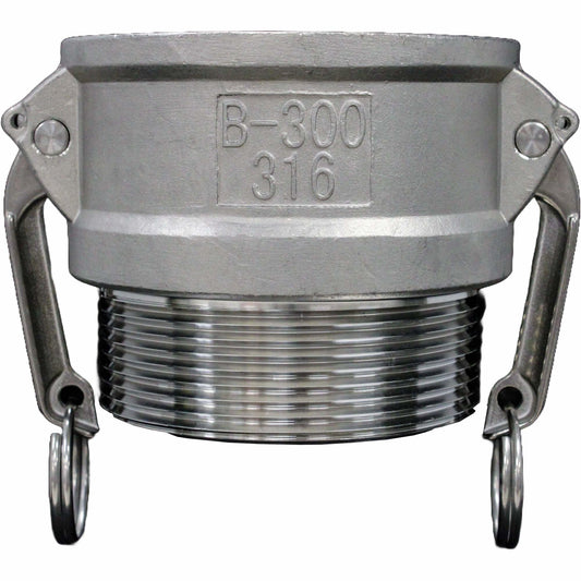 Raccord Cam & Groove, acier inoxydable, type B, 3/4 po, NPT mâle, 250 PSI