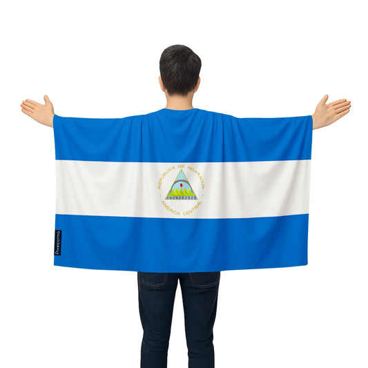 Cape Drapeau Du Nicaragua – Polyester Léger – Modèle À Enfiler